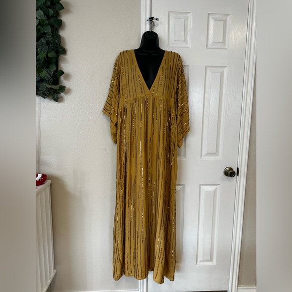 Anthropologie V-Neck Sequin Kaftan OS - Picture 1 of 5